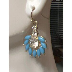 Statement Blue Resin & Crystal Dangle Earrings